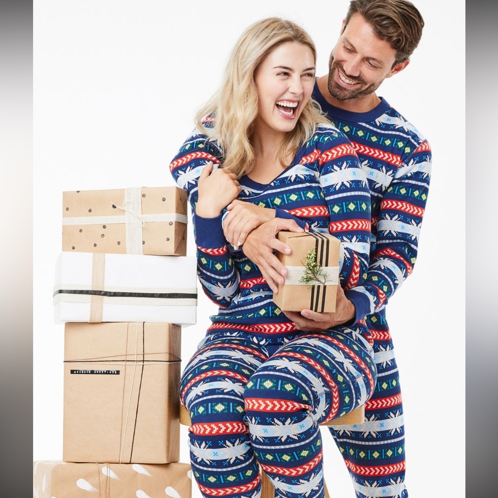 Hanna Andersson Women’s Holiday Long John Pajama Set – Size Medium – Scandi Snow